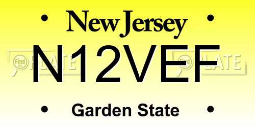 N12VEF New Jersey License Plate