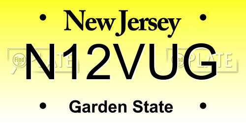 N12VUG New Jersey License Plate