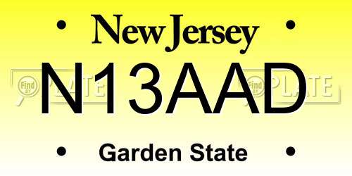 N13AAD New Jersey License Plate