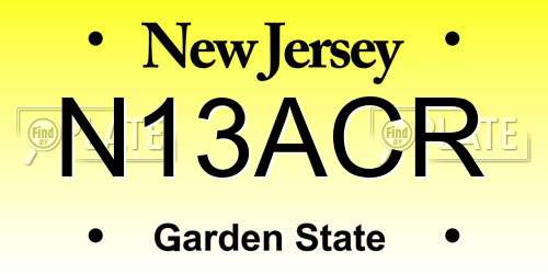 N13ACR New Jersey License Plate