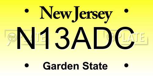 N13ADC New Jersey License Plate