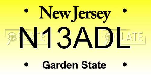 N13ADL New Jersey License Plate