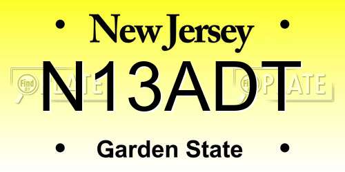 N13ADT New Jersey License Plate