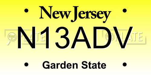 N13ADV New Jersey License Plate