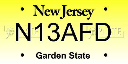 N13AFD New Jersey License Plate