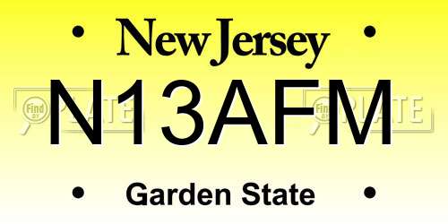N13AFM New Jersey License Plate