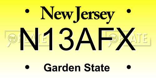 N13AFX New Jersey License Plate