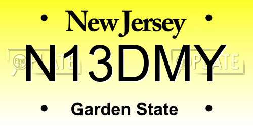 N13DMY New Jersey License Plate