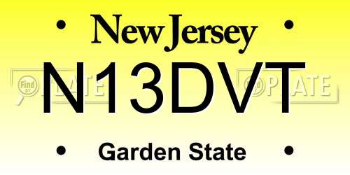 N13DVT New Jersey License Plate
