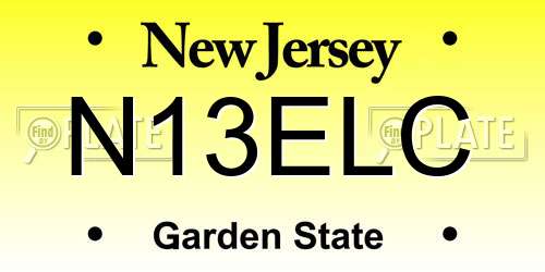 N13ELC New Jersey License Plate