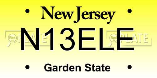 N13ELE New Jersey License Plate
