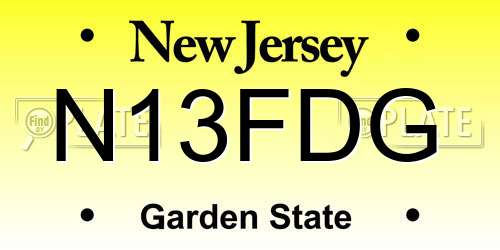 N13FDG New Jersey License Plate