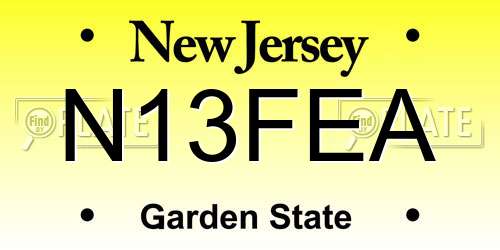 N13FEA New Jersey License Plate