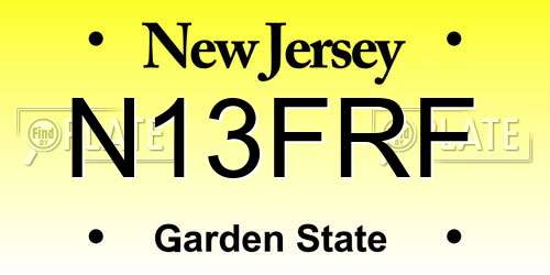 N13FRF New Jersey License Plate