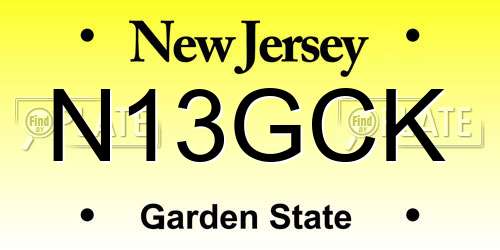 N13GCK New Jersey License Plate
