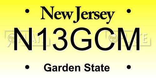 N13GCM New Jersey License Plate