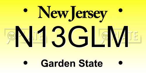 N13GLM New Jersey License Plate
