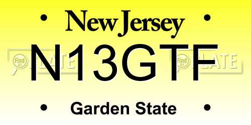 N13GTF New Jersey License Plate