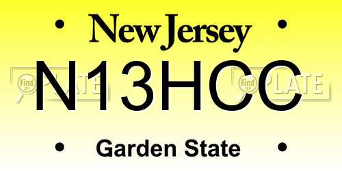 N13HCC New Jersey License Plate