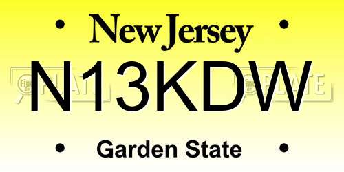 N13KDW New Jersey License Plate