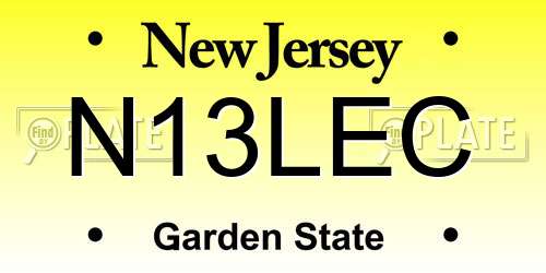 N13LEC New Jersey License Plate