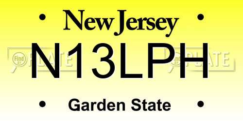 N13LPH New Jersey License Plate