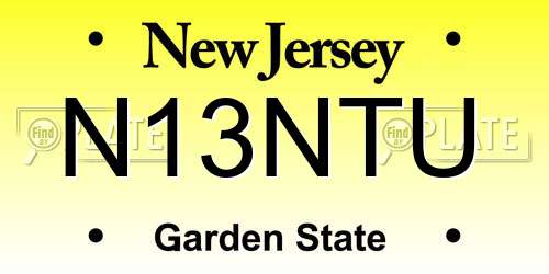 N13NTU New Jersey License Plate
