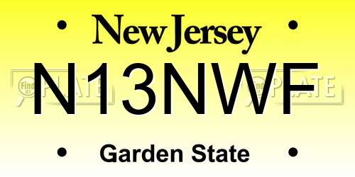 N13NWF New Jersey License Plate