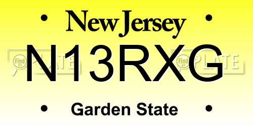 N13RXG New Jersey License Plate