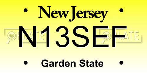 N13SEF New Jersey License Plate