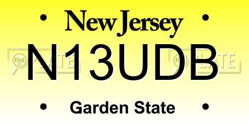 N13UDB New Jersey License Plate