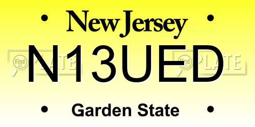 N13UED New Jersey License Plate
