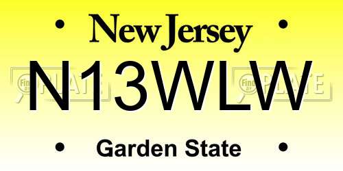 N13WLW New Jersey License Plate