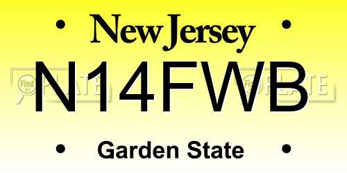 N14FWB New Jersey License Plate