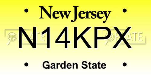 N14KPX New Jersey License Plate