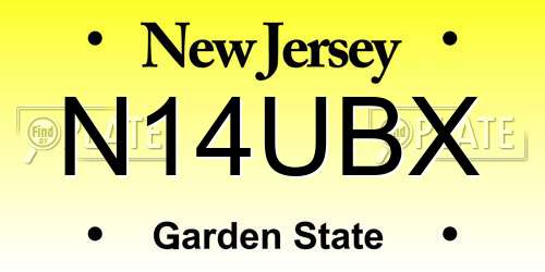 N14UBX New Jersey License Plate