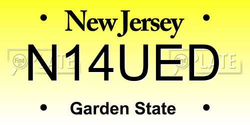 N14UED New Jersey License Plate