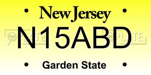 N15ABD New Jersey License Plate