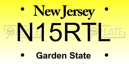 N15RTL New Jersey License Plate