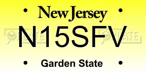N15SFV New Jersey License Plate