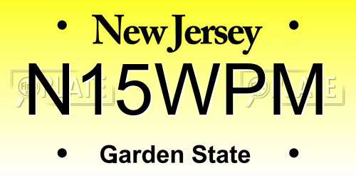 N15WPM New Jersey License Plate