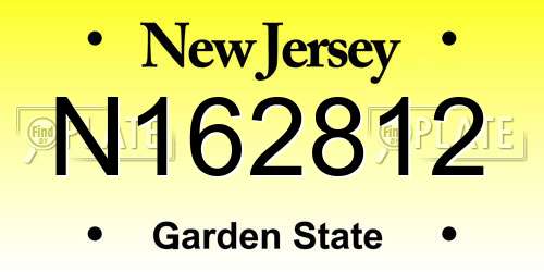 N162812 New Jersey License Plate
