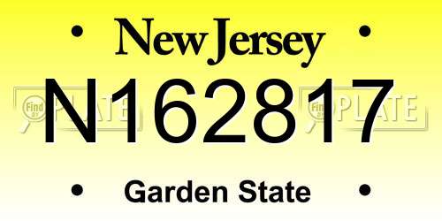 N162817 New Jersey License Plate