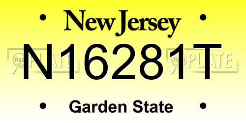 N16281T New Jersey License Plate