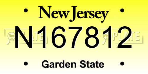 N167812 New Jersey License Plate