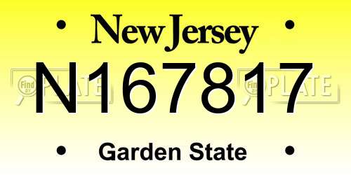 N167817 New Jersey License Plate