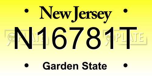 N16781T New Jersey License Plate