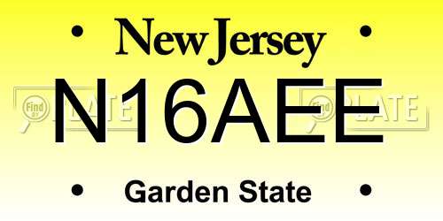 N16AEE New Jersey License Plate