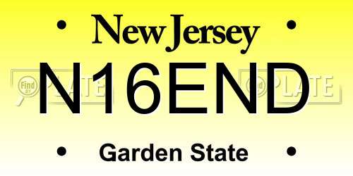 N16END New Jersey License Plate