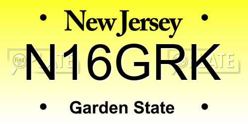 N16GRK New Jersey License Plate